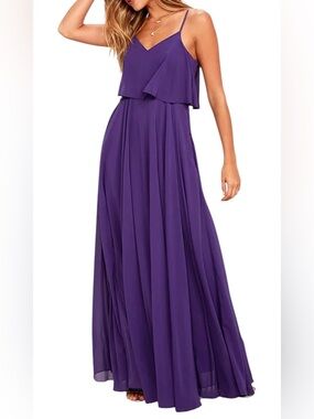 NWT Lulus Gown Love Runs High Purple Spaghetti Strap Maxi Formal Dress Size M